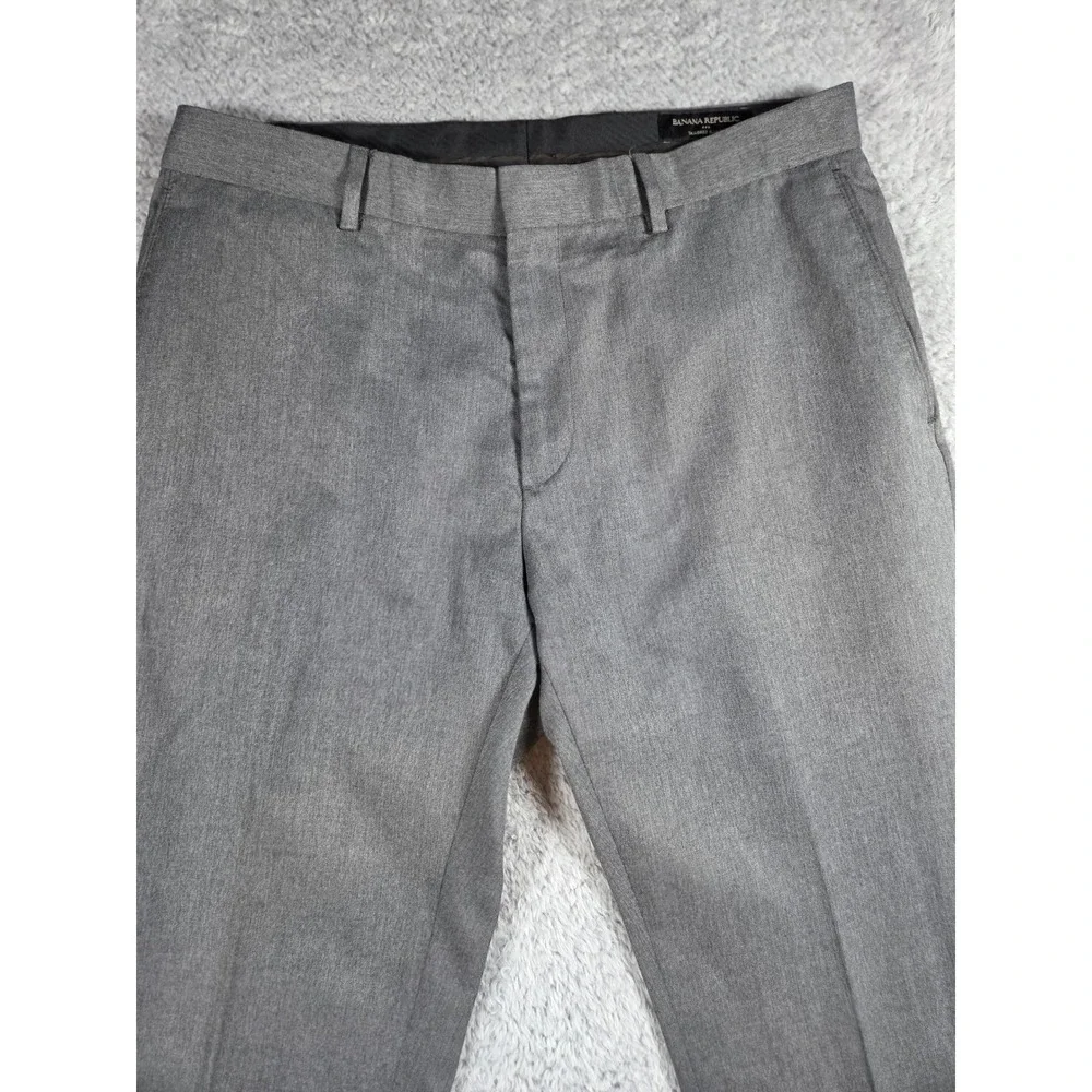 Banana Republic Dress Pants 33x30 Gray Mens Tailored Slim Flat Front Trousers